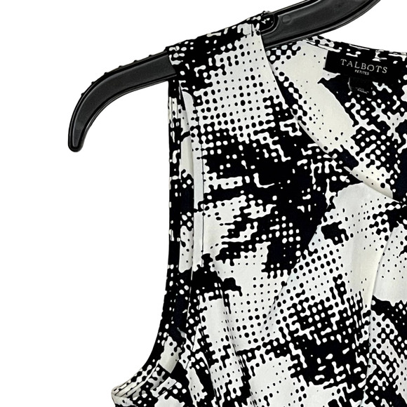 Talbots Petites Tank Top Size 2P Black White Pattern Polyester Womens - Picture 3 of 8